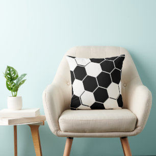 Stilvolles geometrisches Hexagon Weiß & Schwarz Kissen