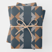 Stilvolles geometrisches Kilim Navy Blue Brown Mus Geschenkpapier Set (Beispiel)