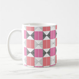Stilvolles geometrisches rosa und schwarzes Muster Kaffeetasse