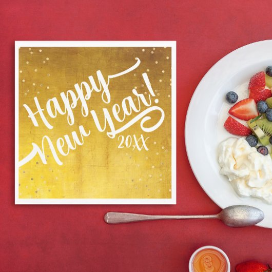 Stilvolles Glam Golden New Year Script Party Serviette