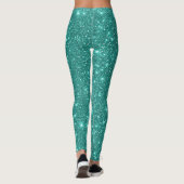 Stilvolles Glam Turquoise Aquamarin Aqua Glitzer P Leggings (Rückseite)