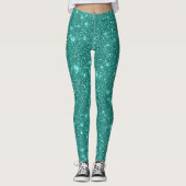 Stilvolles Glam Turquoise Aquamarin Aqua Glitzer P Leggings (Vorderseite)