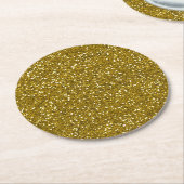 Stilvolles Glitzer-Gold Runder Pappuntersetzer (Angewinkelt)