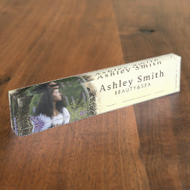 Stilvolles Gold Abstrakt Circle Frame Foto Namensplakette