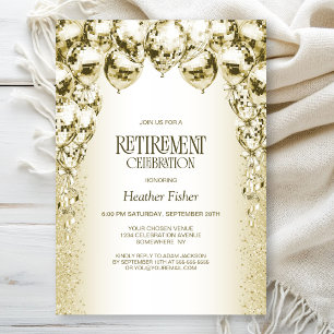 Stilvolles Gold Balloons Retirement Party Einladung