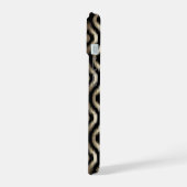 Stilvolles Gold & Black Diamond Ikat Muster Monogr iPhone 15 Hülle (Linke Seite)