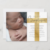 Stilvolles Gold Cross | Foto Taufe Einladung (Vorderseite)