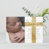 Stilvolles Gold Cross | Foto Taufe Einladung (Stehend Vorderseite)