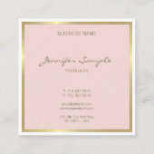 Stilvolles Gold erröten der rosa Luxe Quadratische Visitenkarte (Rückseite)