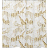 Stilvolles Gold Jungle Wild Animals Muster Duschvorhang (Vorderseite)