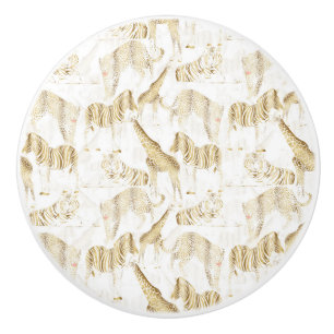 Stilvolles Gold Jungle Wild Animals Muster Keramikknauf