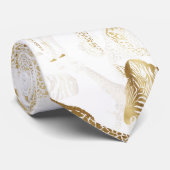 Stilvolles Gold Jungle Wild Animals Muster Krawatte (Gerollt)