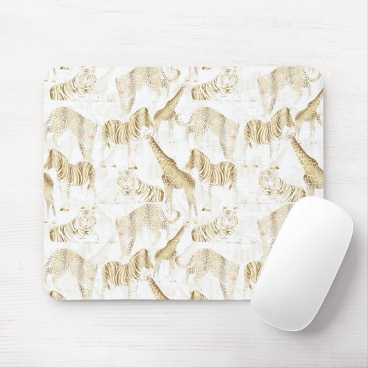 Stilvolles Gold Jungle Wild Animals Muster Mousepad (Mit Mouse)