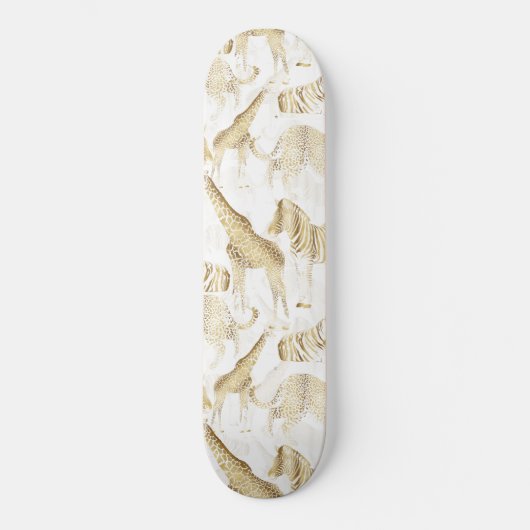 Stilvolles Gold Jungle Wild Animals Muster Skateboard (Vorderseite)