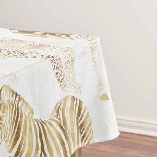 Stilvolles Gold Jungle Wild Animals Muster Tischdecke (Beispiel)