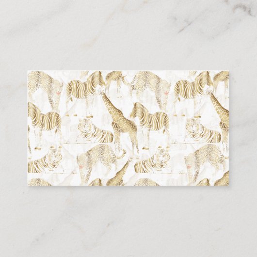 Stilvolles Gold Jungle Wild Animals Muster Visitenkarte (Rückseite)