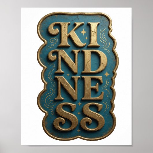 Stilvolles Gold KINDNESS Modernes Design Poster (Vorne)