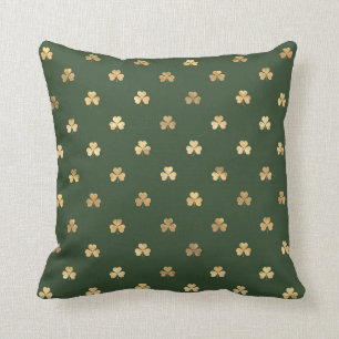 Stilvolles Gold Kleeblatt Green St Patricks Day Kissen