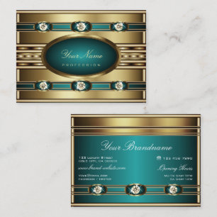 Stilvolles Gold mit Aquamarinem Glanz und Imitate Visitenkarte