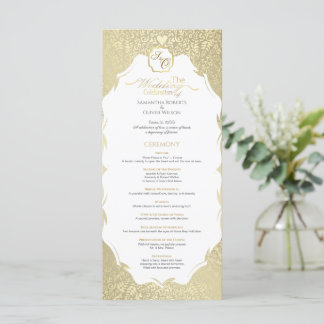 Stilvolles Gold Monogram Wedding Program Programm