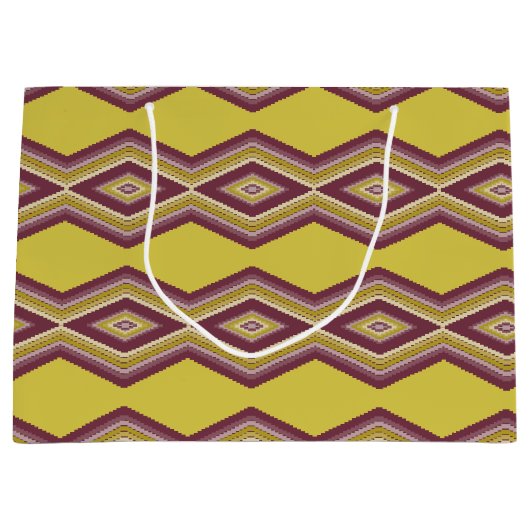 Stilvolles Gold-Muster mit Burgund Große Geschenktüte (Vorderseite)