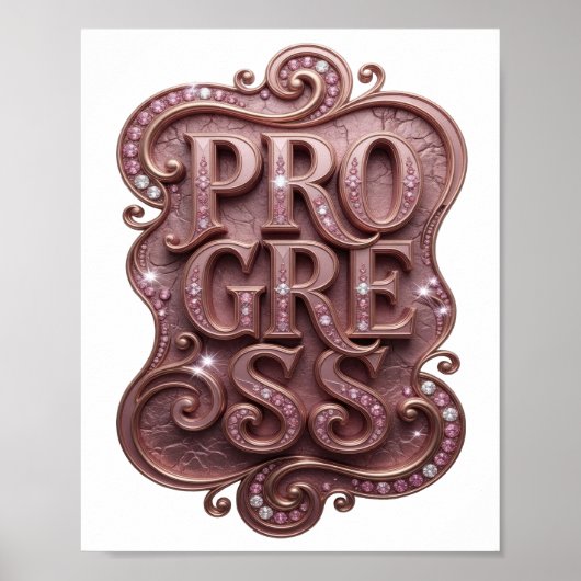 Stilvolles Gold PROGRESS Grafikdesign Poster (Vorne)