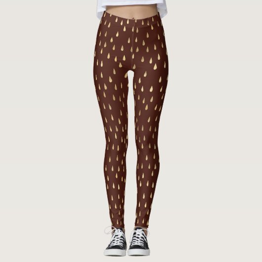 Stilvolles Gold Rain Drop Pattern Frauen Leggings (Vorderseite)