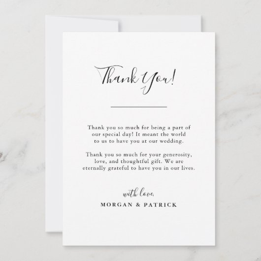Stilvolles Gold Script Wedding Foto Dankeskarte (Rückseite)