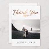 Stilvolles Gold Script Wedding Foto Dankeskarte (Vorne/Hinten)