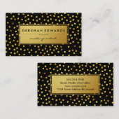 Stilvolles Gold Speck Pattern Schwarz mit Golden L Visitenkarte (Vorne/Hinten)