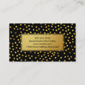 Stilvolles Gold Speck Pattern Schwarz mit Golden L Visitenkarte (Rückseite)