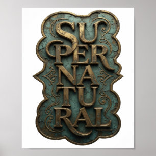 Stilvolles Gold SUPER NATURAL Textdesign Poster