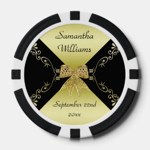Stilvolles Gold u. schwarzer dekorativer Pokerchips