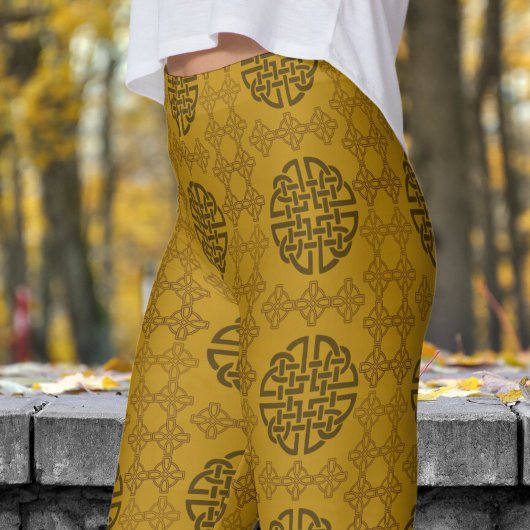 Stilvolles Gold- und Black Circular Tribal-Muster Leggings
