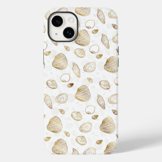 Stilvolles Gold White Seashells Muster Case-Mate iPhone Hülle (Rückseite)