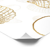 Stilvolles Gold White Seashells Muster Fotodruck (Ecke)
