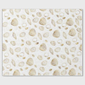 Stilvolles Gold White Seashells Muster Geschenkpapier (Flach)