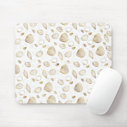 Stilvolles Gold White Seashells Muster Mousepad (Mit Mouse)
