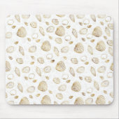 Stilvolles Gold White Seashells Muster Mousepad (Vorne)