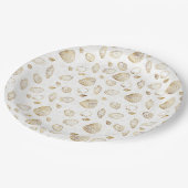 Stilvolles Gold White Seashells Muster Pappteller (Schrägansicht)