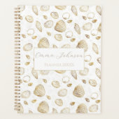 Stilvolles Gold White Seashells Muster Planer (Vorderseite)