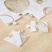 Stilvolles Gold White Seashells Muster Puzzle (Seite)