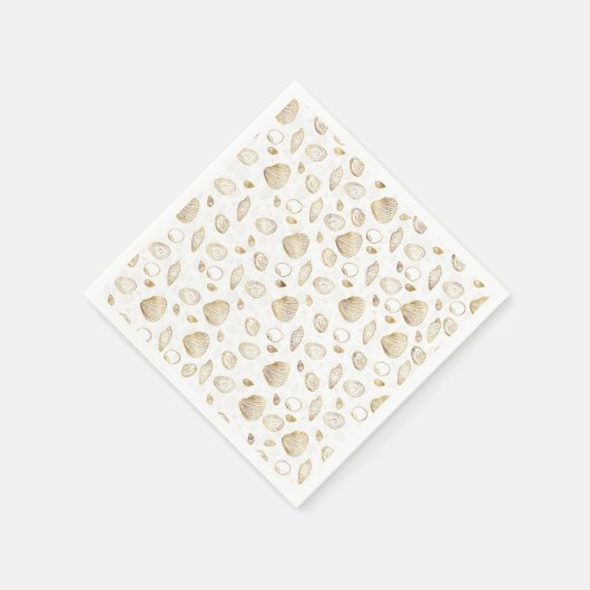 Stilvolles Gold White Seashells Muster Serviette (Ecke)