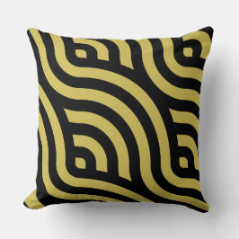 Stilvolles Golden-Brown & Black Striping Wave Must Kissen