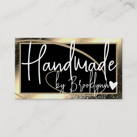 Stilvolles Golden Luxe Frame Herz Handmade by Name Visitenkarte (Vorderseite)