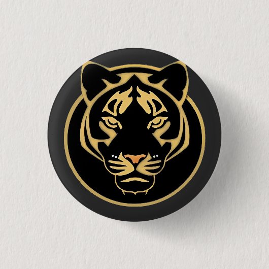 Stilvolles Golden Tiger Logo-Design Button (Vorderseite)