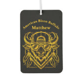 Stilvolles Goldenes Bison mit Sonnenbrille und Hut Autolufterfrischer (Vorderseite)