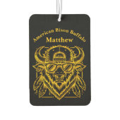 Stilvolles Goldenes Bison mit Sonnenbrille und Hut Autolufterfrischer (Rückseite)