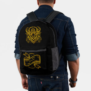 Stilvolles Goldenes Bison mit Sonnenbrille und Hut Bedruckter Rucksack