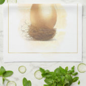 Stilvolles Goldenes Ei | Happy Easter Pencil Art Geschirrtuch (Gefaltet)
